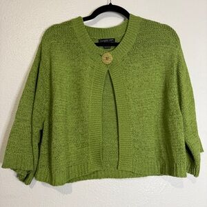 August Silk Lime Green Cardigan with Button Accent. Sz XL.